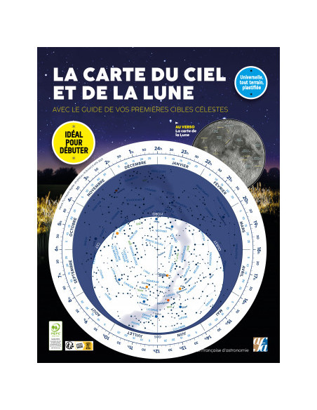 carte du ciel pour débutant et carte de la lune incluse