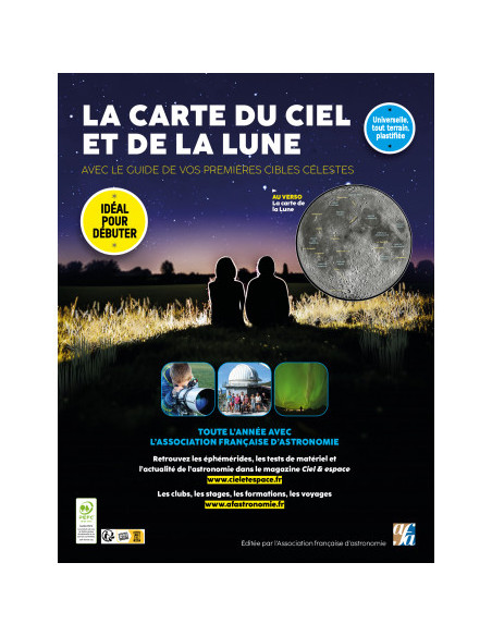 carte du ciel pour débutant et carte de la lune incluse