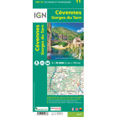 CARTE IGN CEVENNES GORGES DU TARN TOP 75011 2