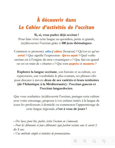 CAHIER D'ACTIVITES DE L'OCCITAN