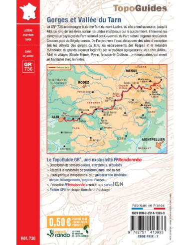 TOPO GUIDE GR736 GORGES ET VALLEE DU TARN
