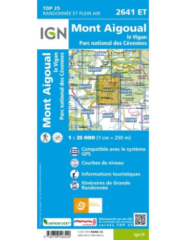 Carte IGN Mont Aigoual - Le Vigan