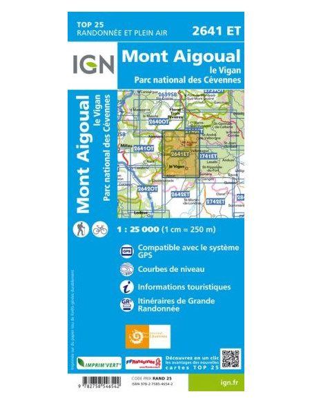 Carte IGN Mont Aigoual - Le Vigan